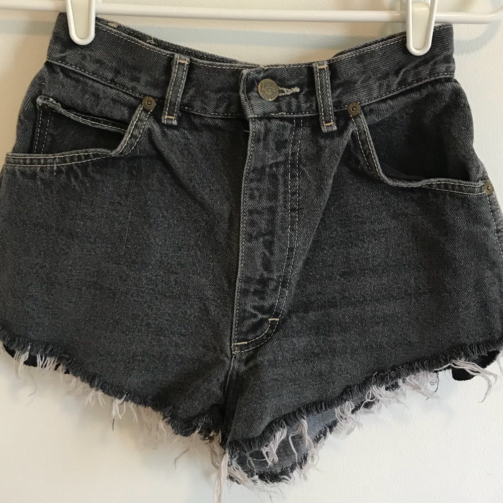Vintage High Waisted Black Denim Shorts